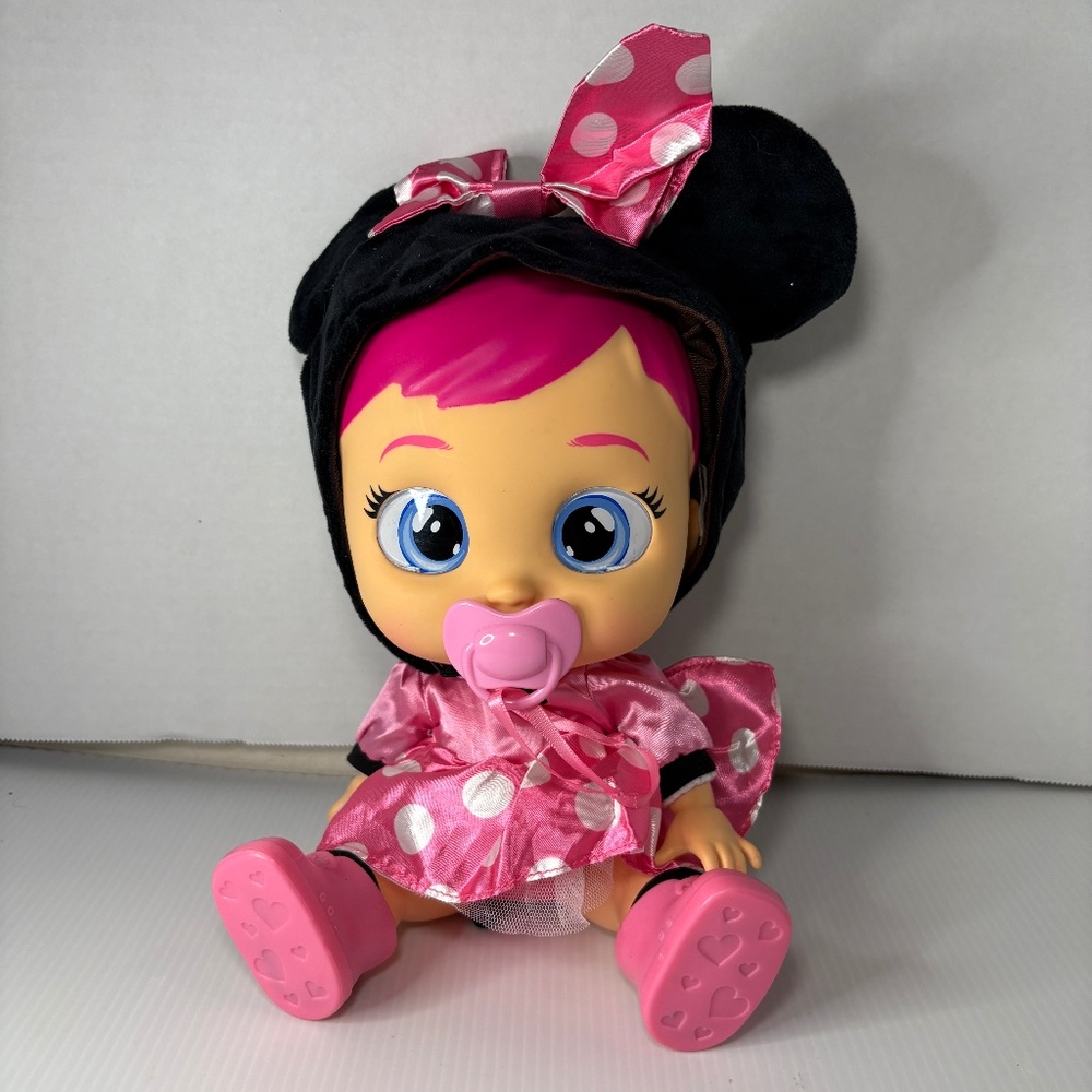 Cry Babies 9" Baby Doll w/ Minnie Mouse Outfit IMC Toys WORKS